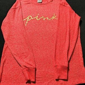 PINK Victoria's Secret Heathered Red Long Sleeve Top